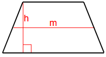  Gebitt vun engem Trapezoid mat Hëllef vun der Mëttellinn an der Héicht.