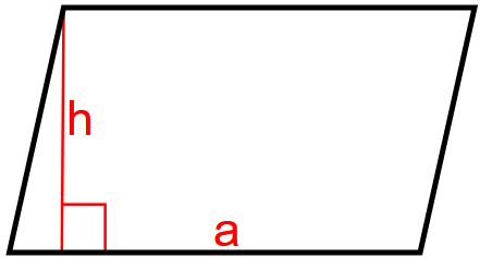  Gebitt vun engem Parallelogramm mat senger Héicht a Säit 