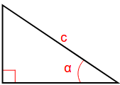  d'Gebitt vum Dräieck laanscht d'Hypotenuse an de spitzen Wénkel 